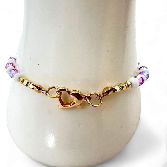 Sparkling Crystal Bracelet Handbag Charm Lavender & White 8.5" Glam Reseller Bag - Picture 3 of 5